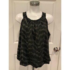 by Anthropologie Black & Metallic Silver Shimmering Tank Top, Size XS